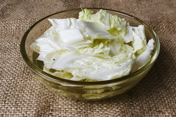 Salad with chinese cabbage in a bowl — Stock Photo, Image