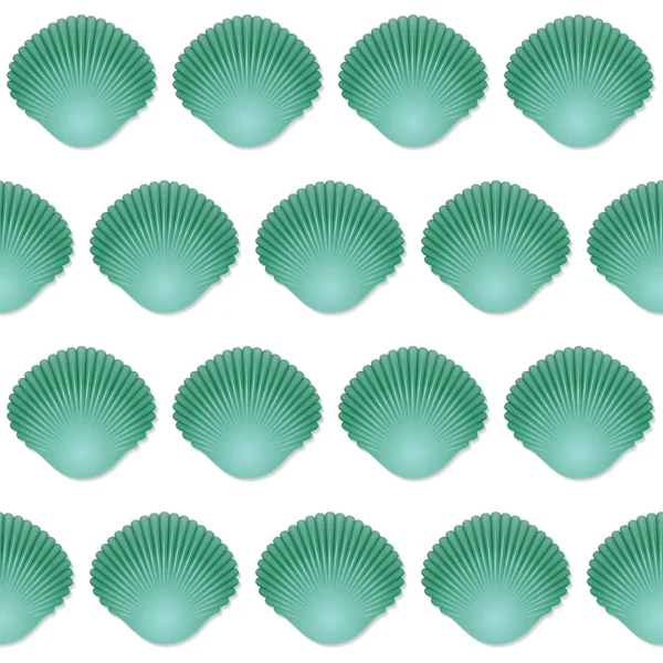 Seamless green seashell template — Stock Vector