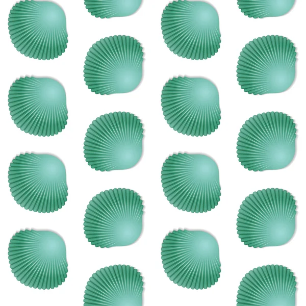 Sorunsuz yeşil seashell şablonu — Stok Vektör
