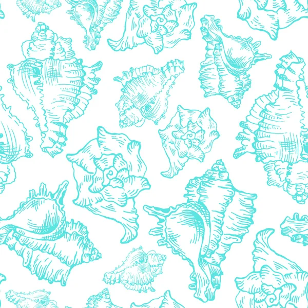 Άνευ ραφής σκίτσο seashell πρότυπο — Διανυσματικό Αρχείο