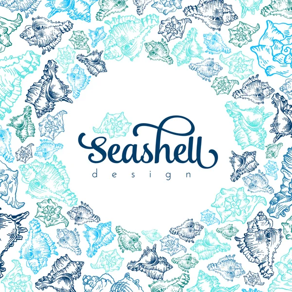 Skiss seashell adresskortsmallen — Stock vektor