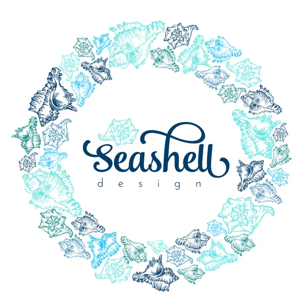 Skiss seashell adresskortsmallen — Stock vektor