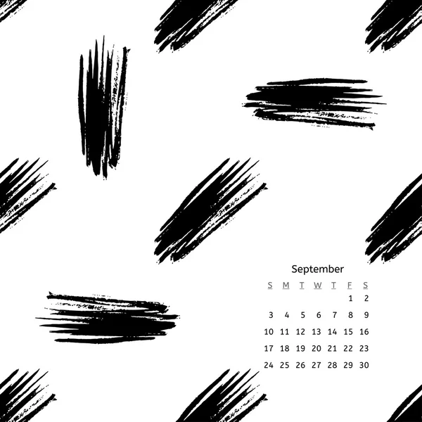 Calendario 2017 con texturas grunge tinta cepillo — Vector de stock