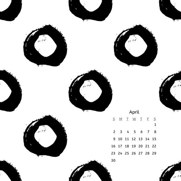 Kalender 2017 mit Pinseltinte Grunge-Texturen — Stockvektor