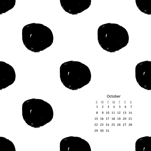 Kalender 2017 mit Pinseltinte Grunge-Texturen — Stockvektor