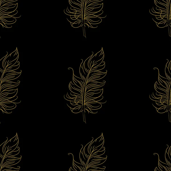 Gyllene fjädrar seamless mönster — Stock vektor
