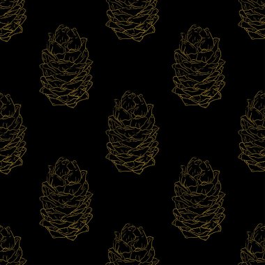 Altın çam kozalakları seamless modeli