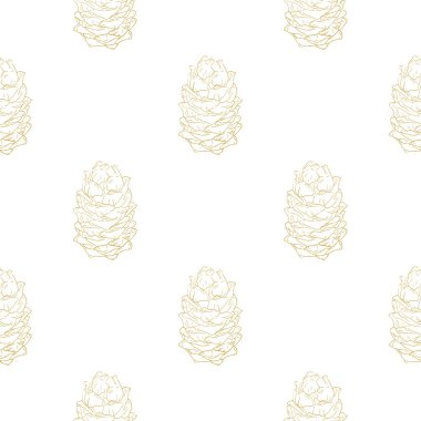 Altın çam kozalakları seamless modeli