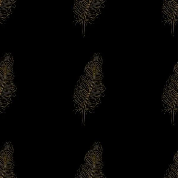 Goldene Federn nahtloses Muster — Stockvektor