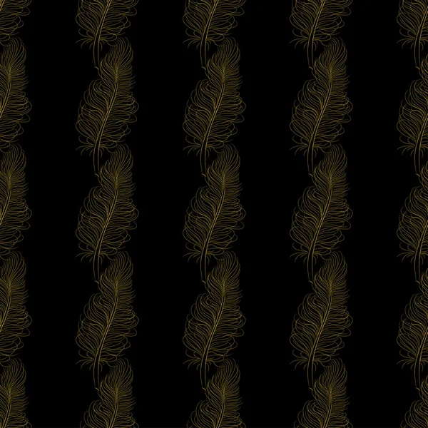 金色羽毛无缝模式 — 图库矢量图片