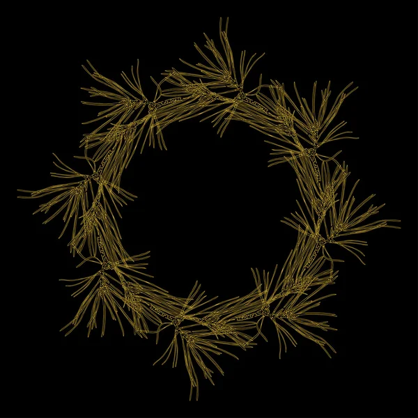 Branches de sapin doré motif sans couture — Image vectorielle