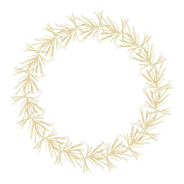 Golden fir branches decor frame — Stock Vector