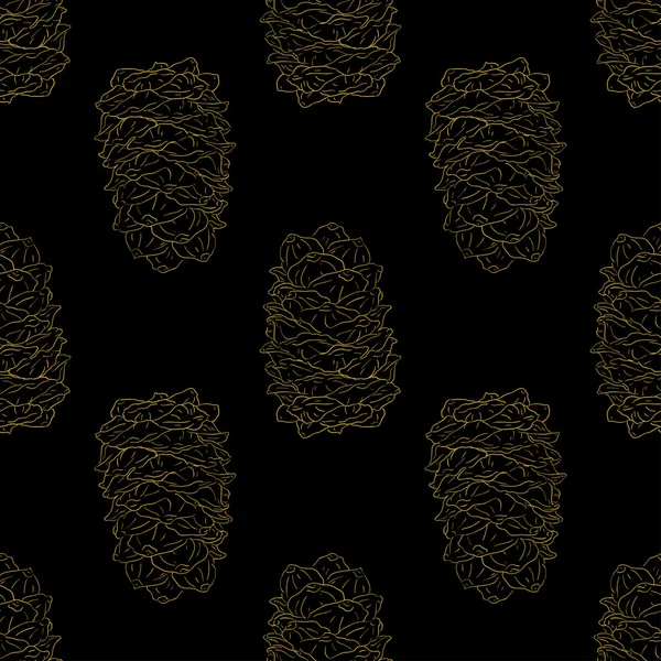 金色的冷杉球果无缝模式 — 图库矢量图片