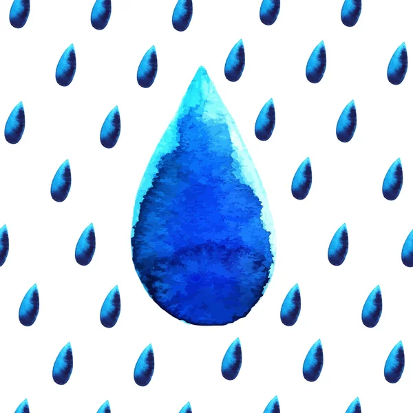 Gotas de lluvia acuarela — Vector de stock