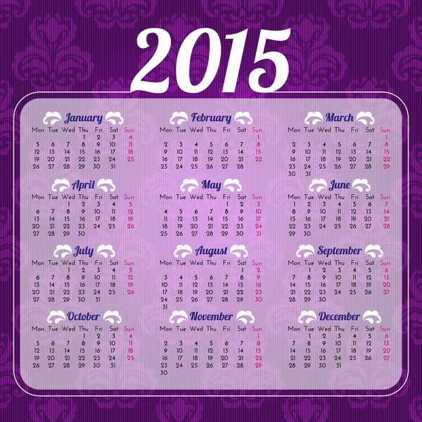 Modelo de projeto do calendário 2015 — Vetor de Stock