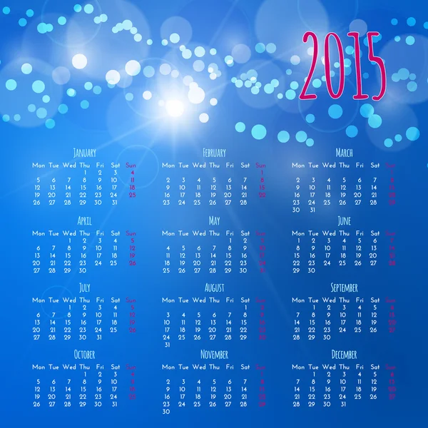 Шаблон дизайна календаря 2015 года — стоковый вектор