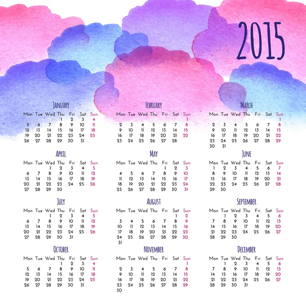 Šablona návrhu kalendáře 2015 — Stockový vektor