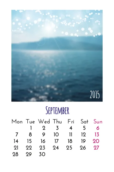 Calendário de setembro 2015 — Vetor de Stock