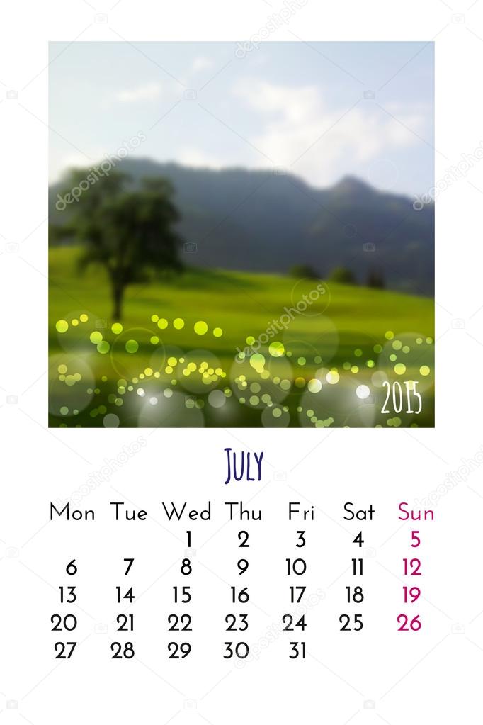 July Calendar 2015