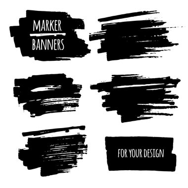 Marker banners, lines and stains clipart