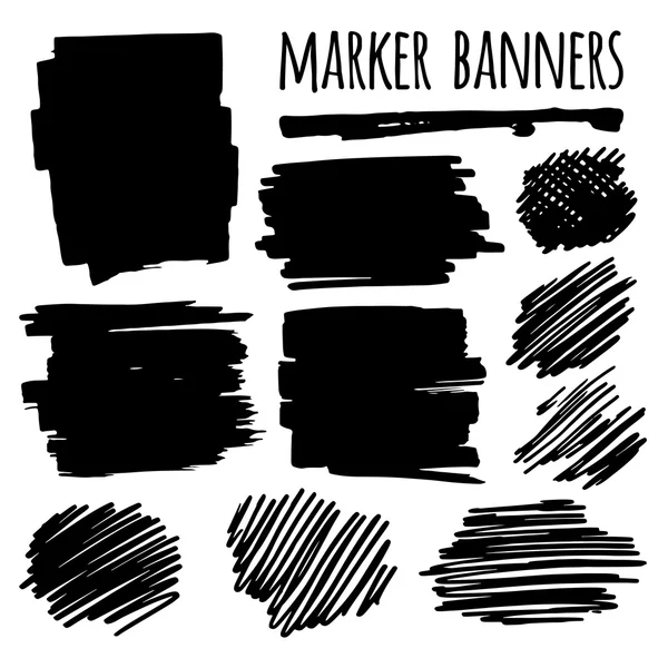 Marker Banner, Linien und Flecken — Stockvektor