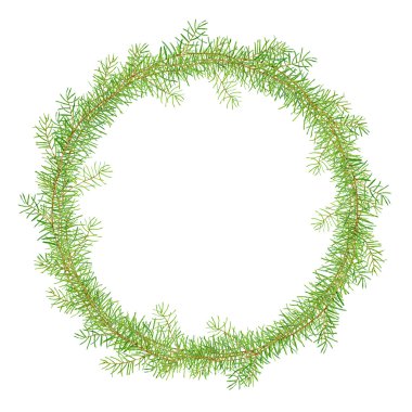 Yeşil suluboya çerçeve Çamın dalları