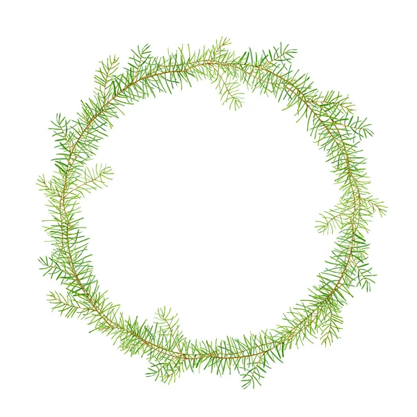 Zieloną ramką akwarela sosnowych gałęzi — Zdjęcie stockowe