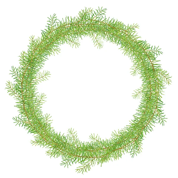Verde acquerello rami di pino cornice — Foto Stock