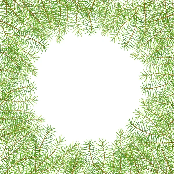 Green watercolor frame pine branches — Stock Photo, Image