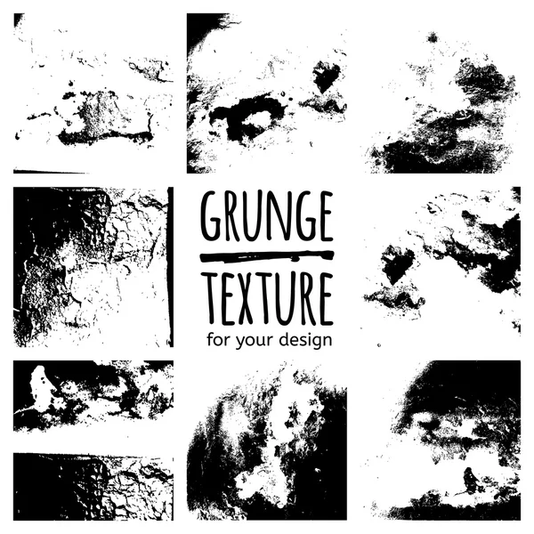 Grunge negro texturas conjunto — Vector de stock