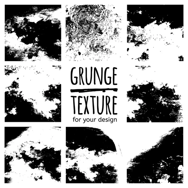 Grunge negro texturas conjunto — Vector de stock