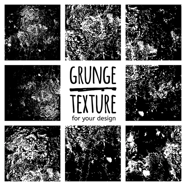 Grunge negro texturas conjunto — Vector de stock