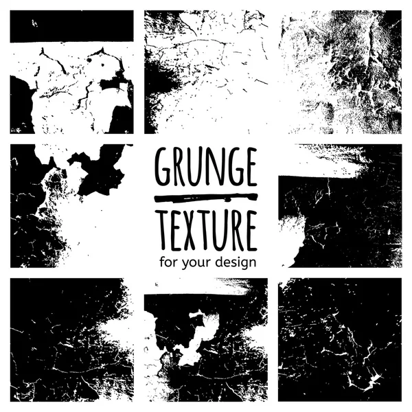 Grunge negro texturas conjunto — Vector de stock