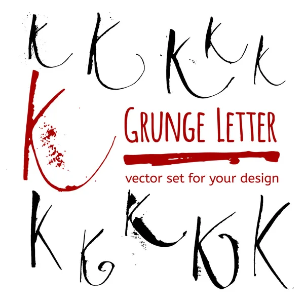 Grunge tinta K letras — Vector de stock