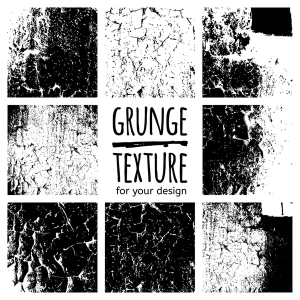 Grunge negro texturas conjunto — Vector de stock