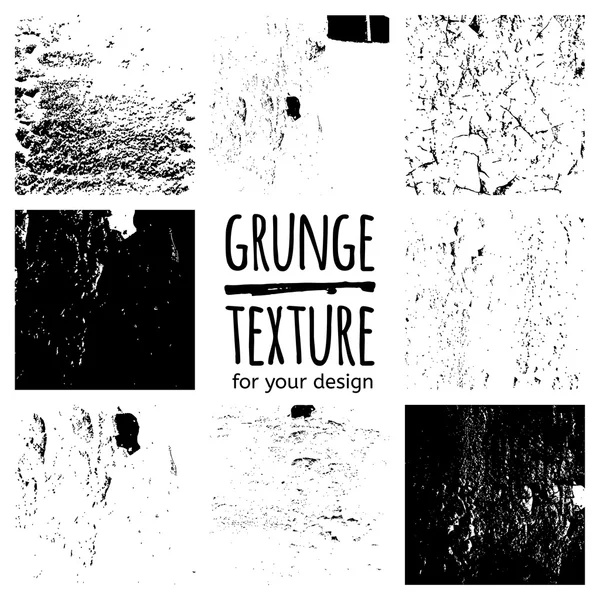 Fekete grunge textúrák meg — Stock Vector