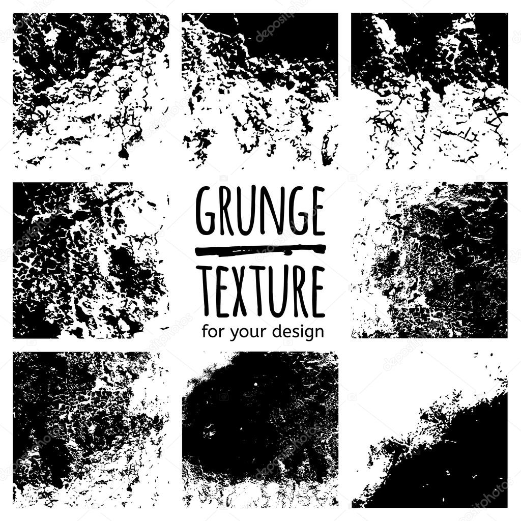 Grunge black textures set