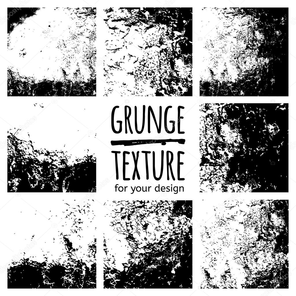 Grunge black textures set