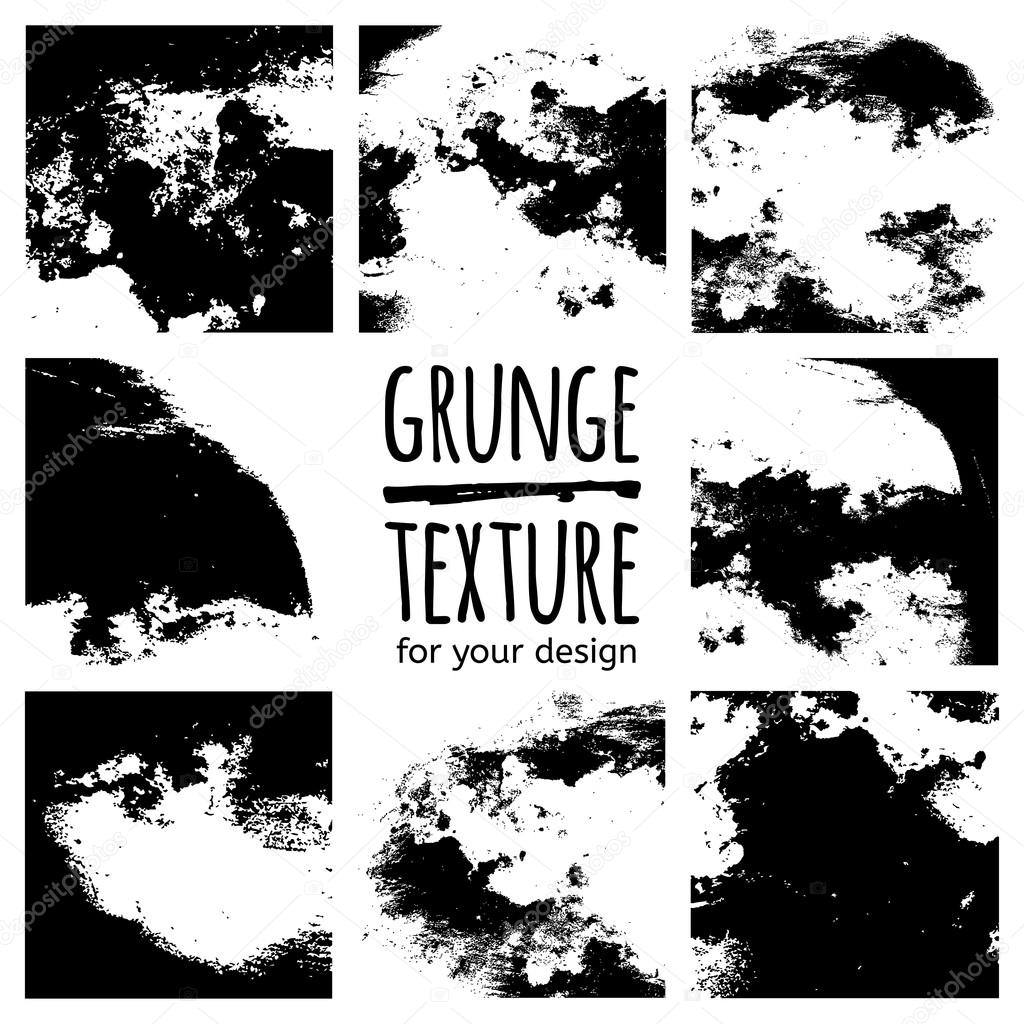 Grunge black textures set