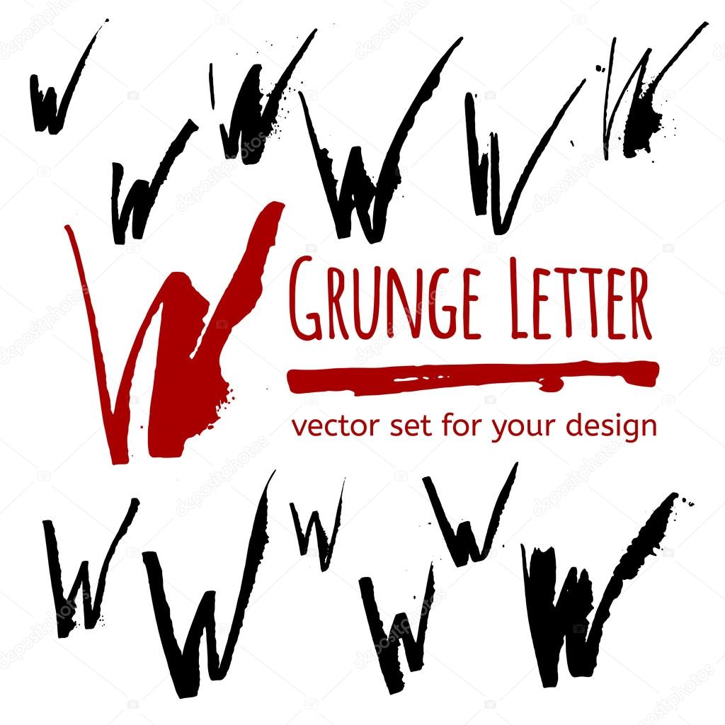 Grunge ink W letters