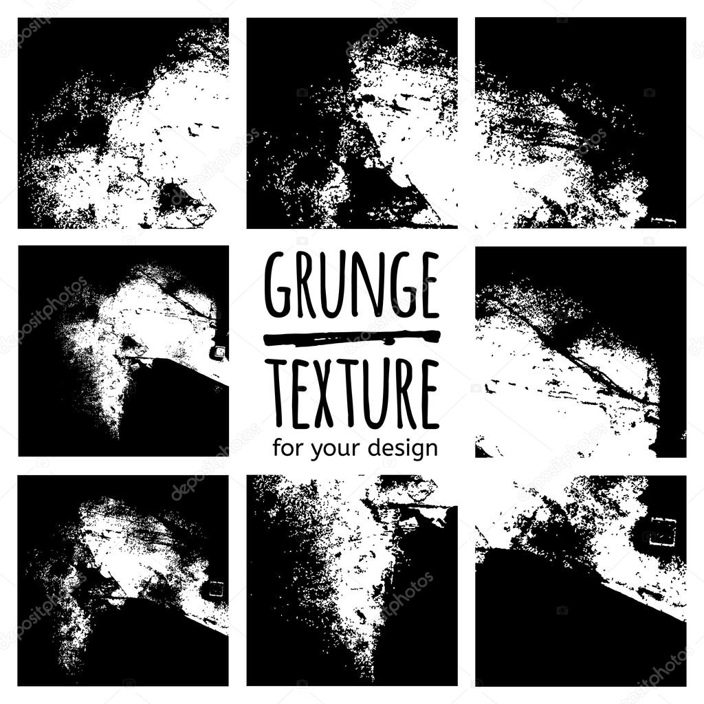 Grunge black textures set