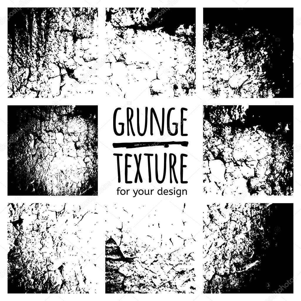 Grunge black textures set