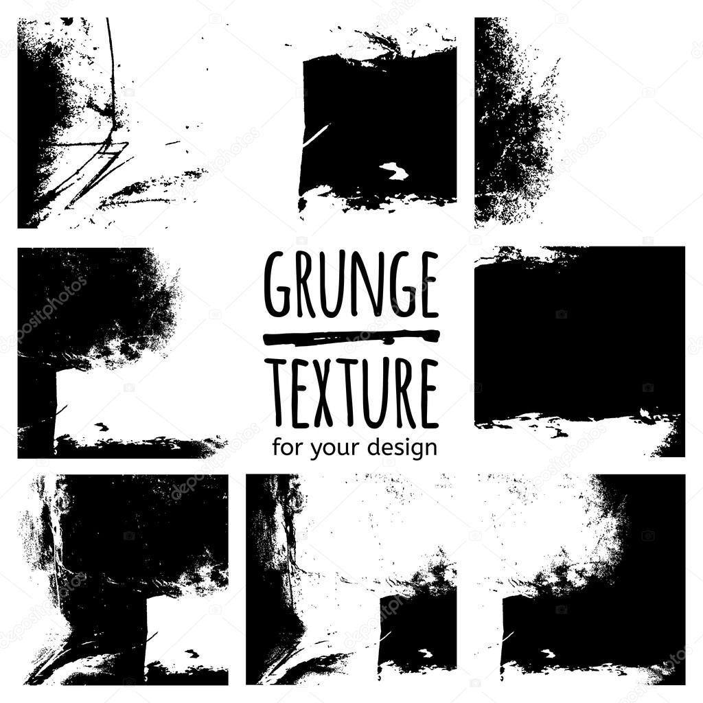 Grunge black textures set