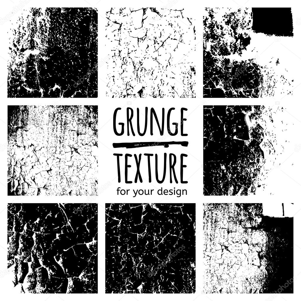 Grunge black textures set