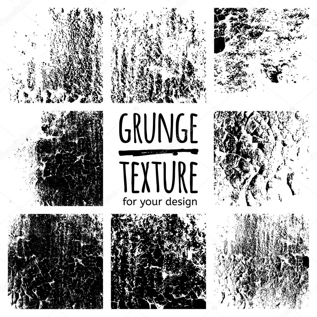 Grunge black textures set