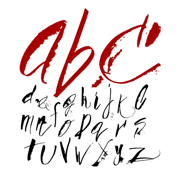 Rode en zwarte hand getrokken alfabet — Stockvector