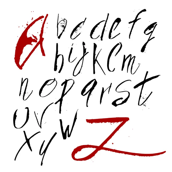 Rotes und schwarzes handgezeichnetes Alphabet — Stockvektor