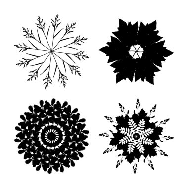 Yaprakları ile yuvarlak öğeleri