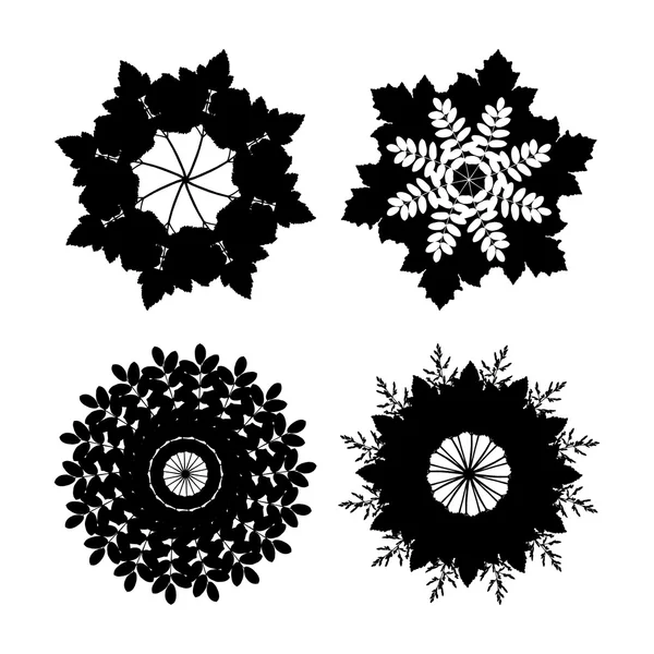 Eléments ronds avec feuilles — Image vectorielle