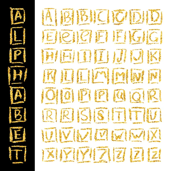 Goldglitzerndes Alphabet — Stockvektor